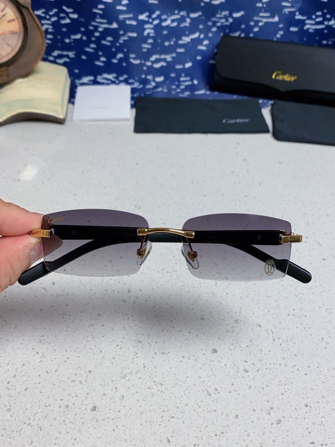 Cartier Lightweight Rimless Silver Lens Sunglasses for Men & Women - 465906 - detail image 4