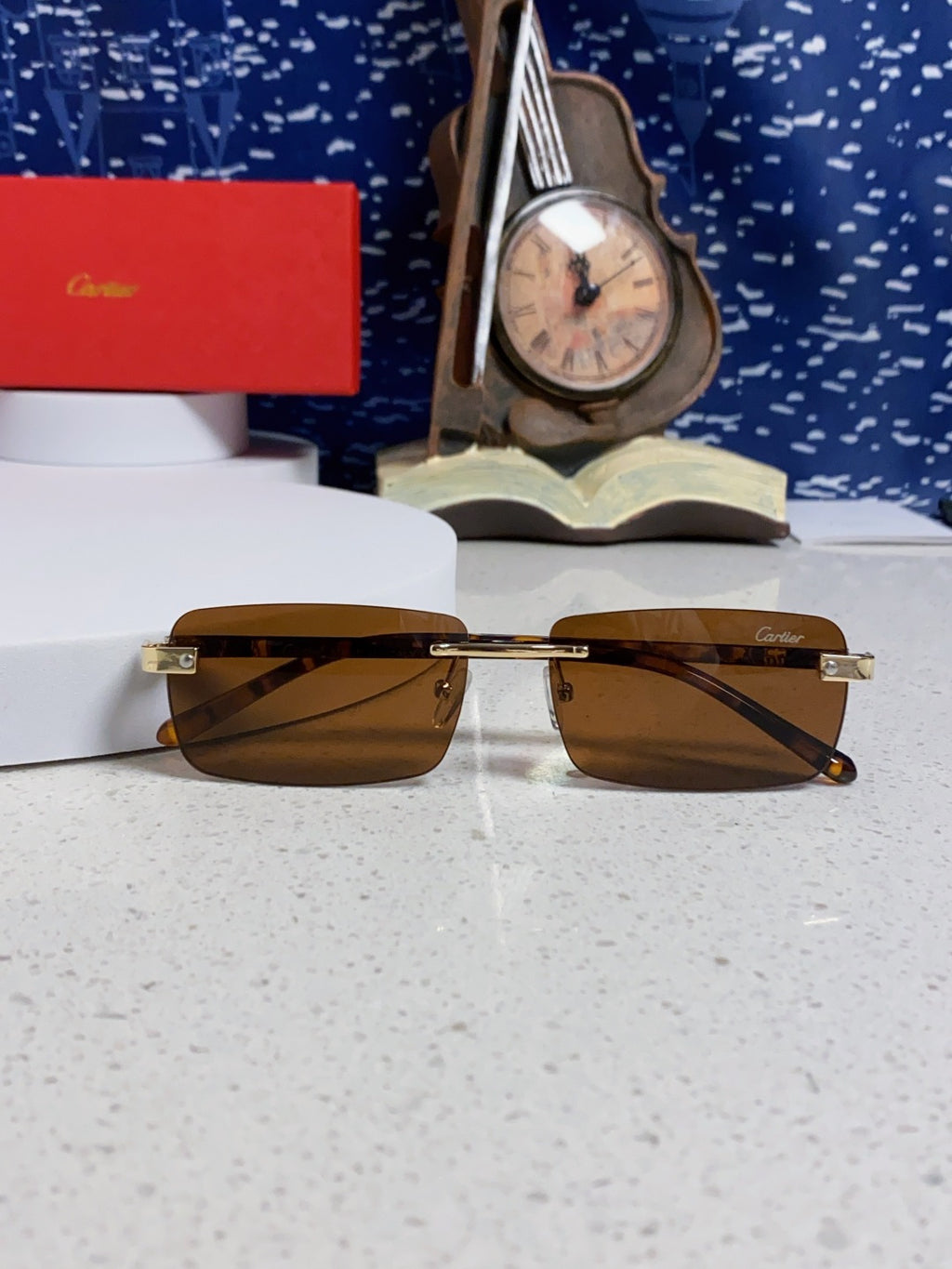 Cartier Metal Fashion Brown Lens Sunglasses for Men & Women - 465898 - detail image 9
