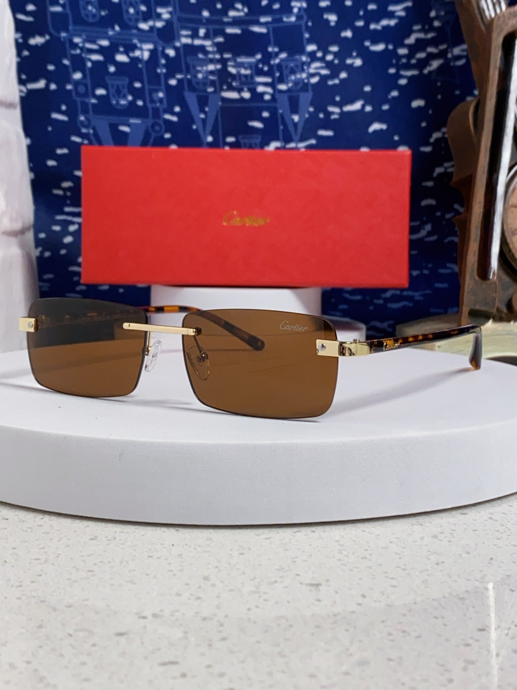 Cartier Metal Fashion Brown Lens Sunglasses for Men & Women - 465898