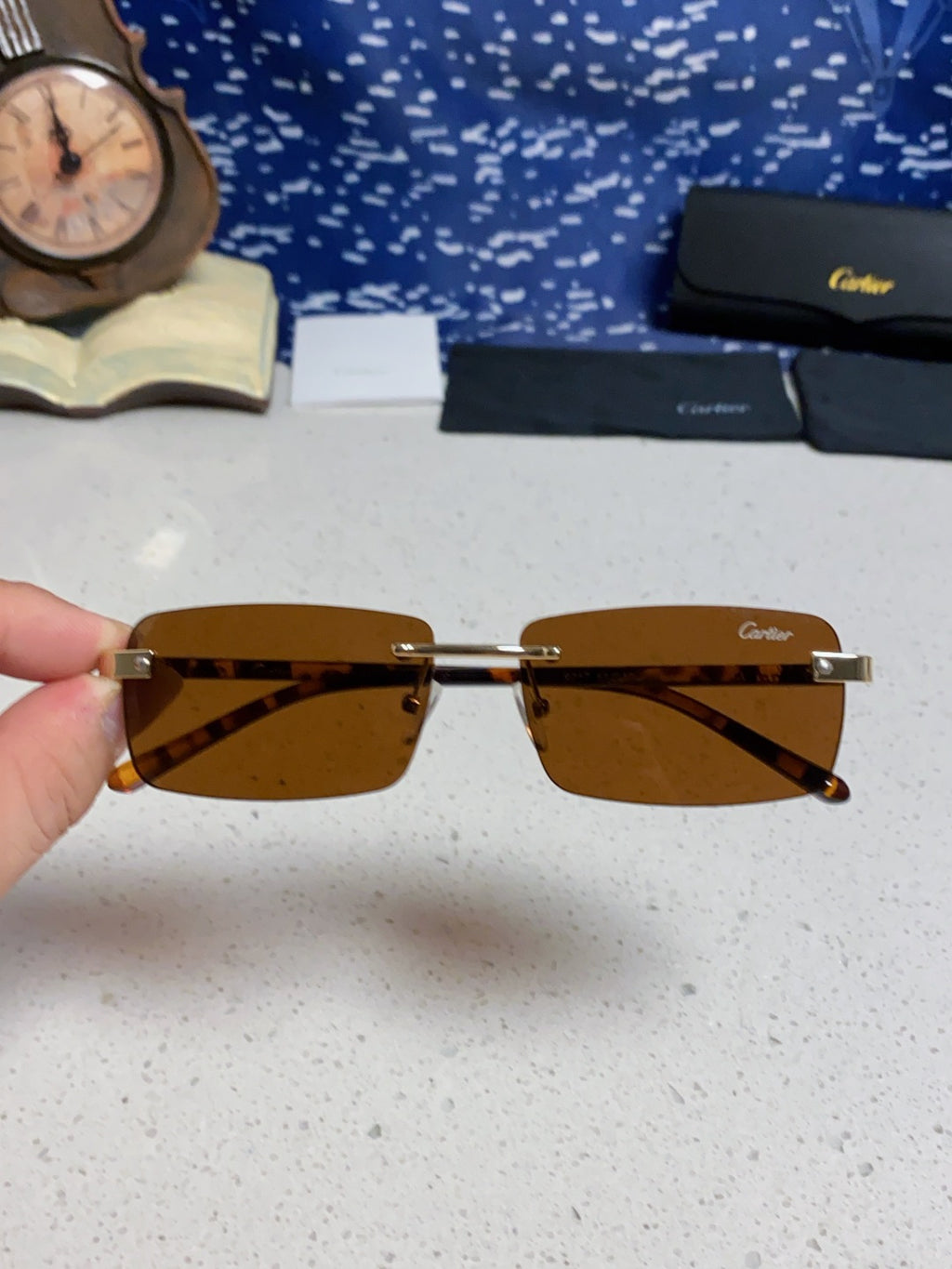 Cartier Metal Fashion Brown Lens Sunglasses for Men & Women - 465898 - detail image 4