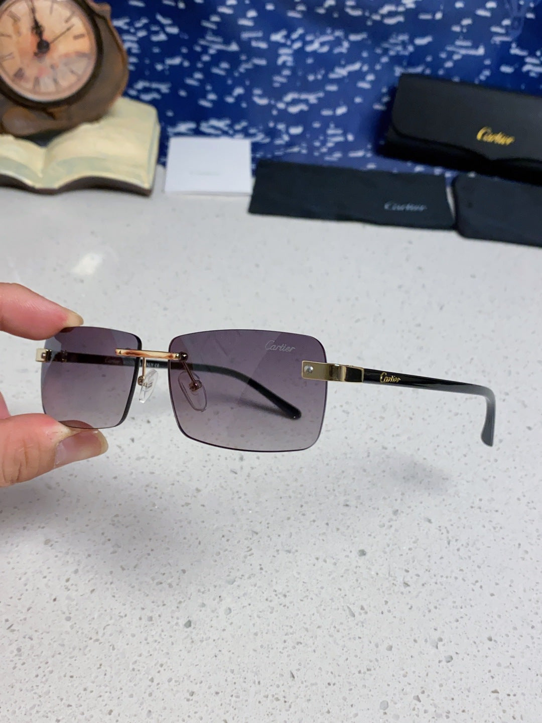 Cartier Metal Fashion Silver Lens Sunglasses for Men & Women - 465899 - detail image 6