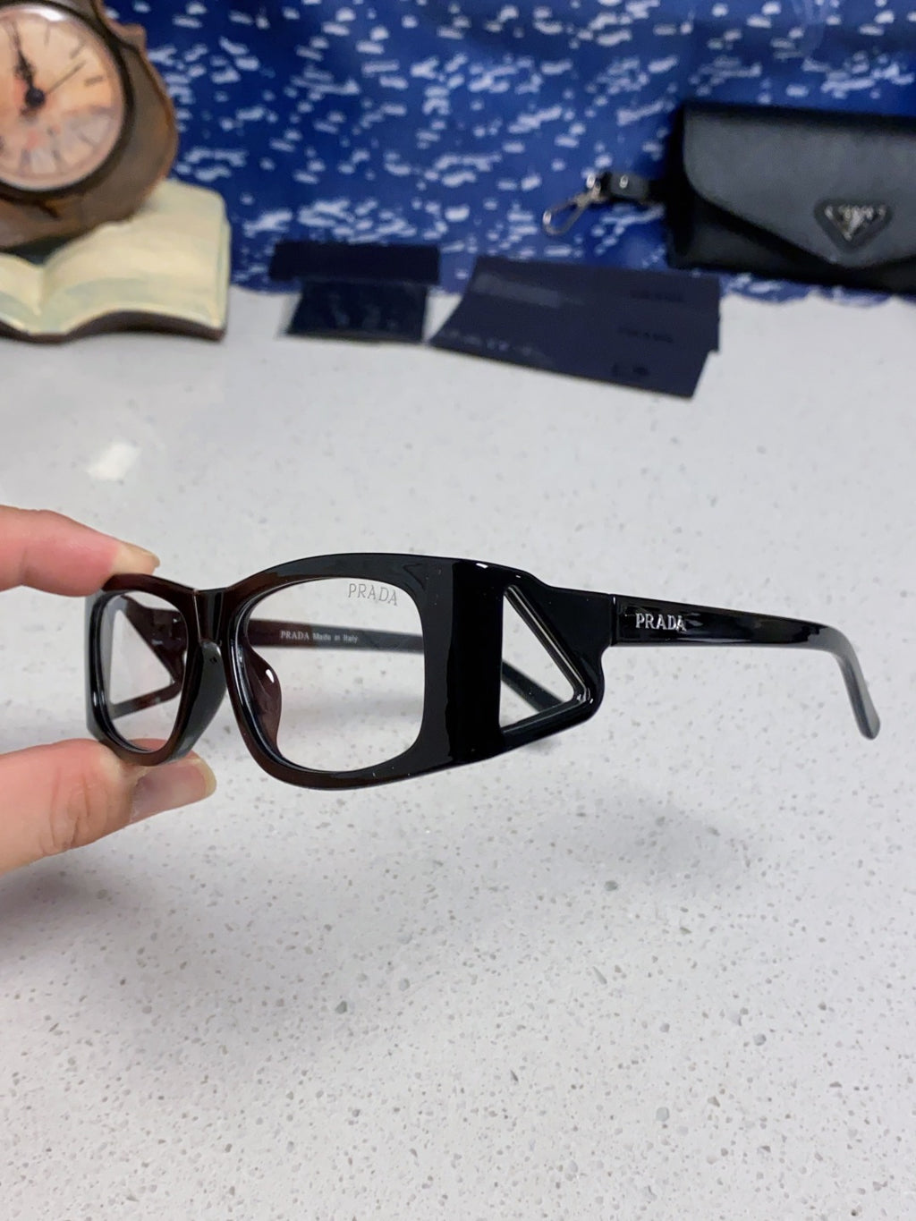 Prada SPRB03 Square Silver Lens Sunglasses for Men & Women - 465714 - detail image 5