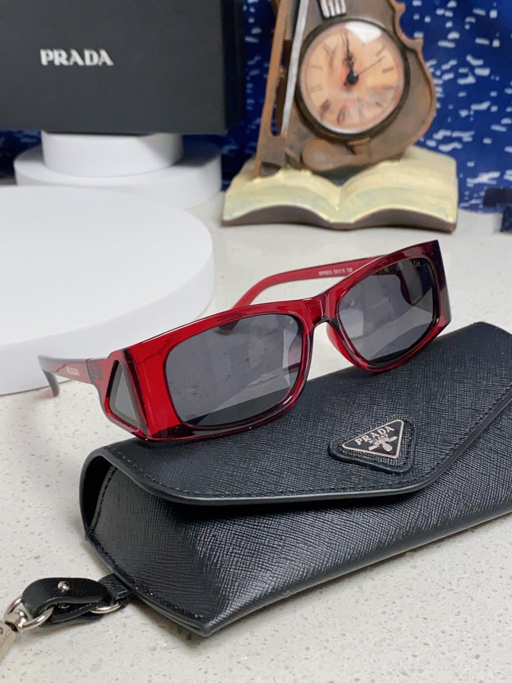 Prada SPRB03 Square Red Lens Sunglasses for Men & Women - detail image 10