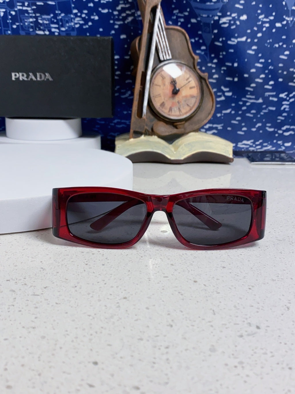 Prada SPRB03 Square Red Lens Sunglasses for Men & Women - detail image 9