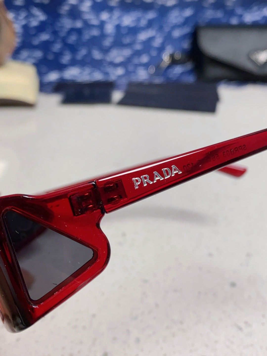 Prada SPRB03 Square Red Lens Sunglasses for Men & Women - detail image 7