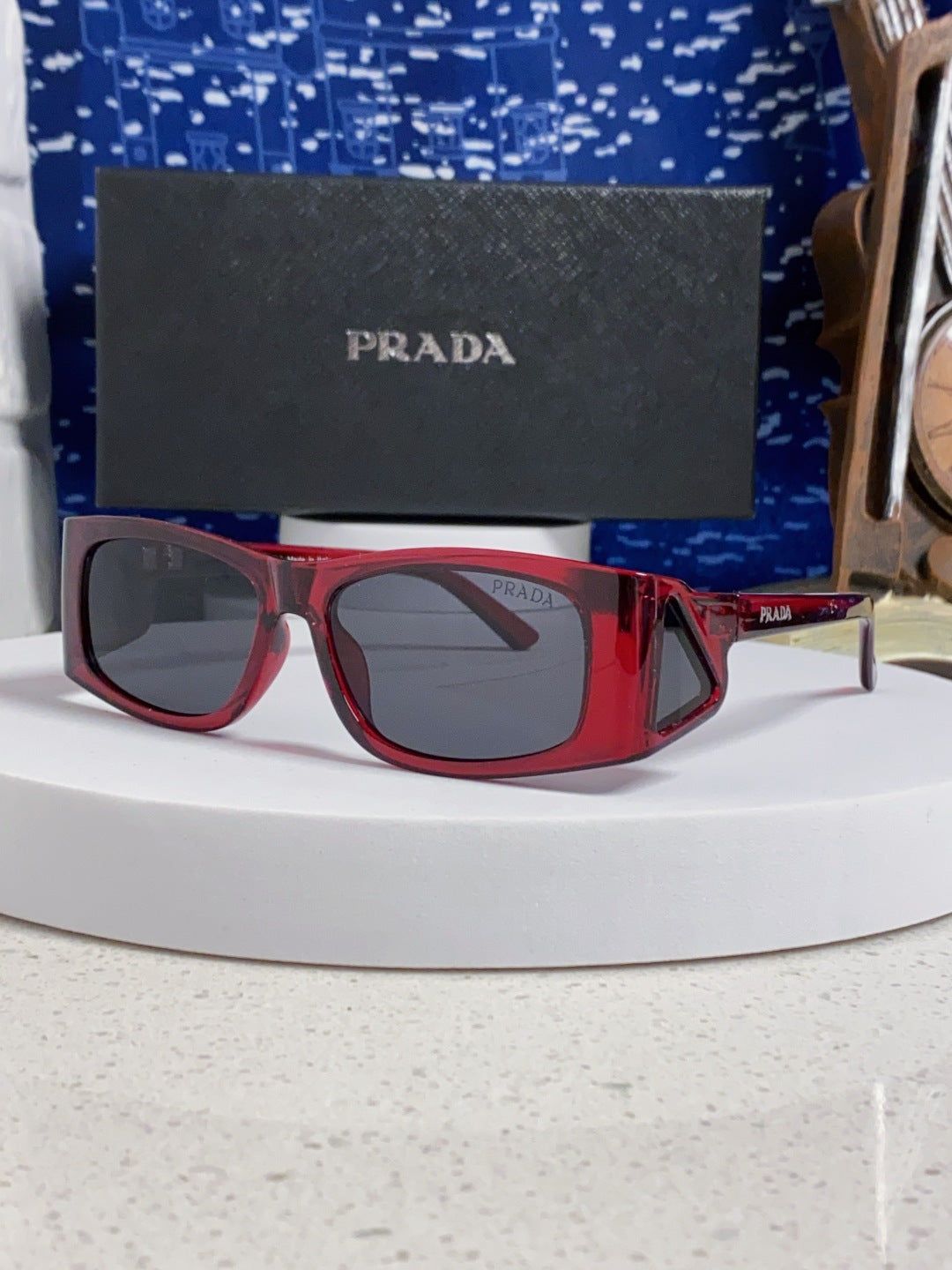 Prada SPRB03 Square Red Lens Sunglasses for Men & Women