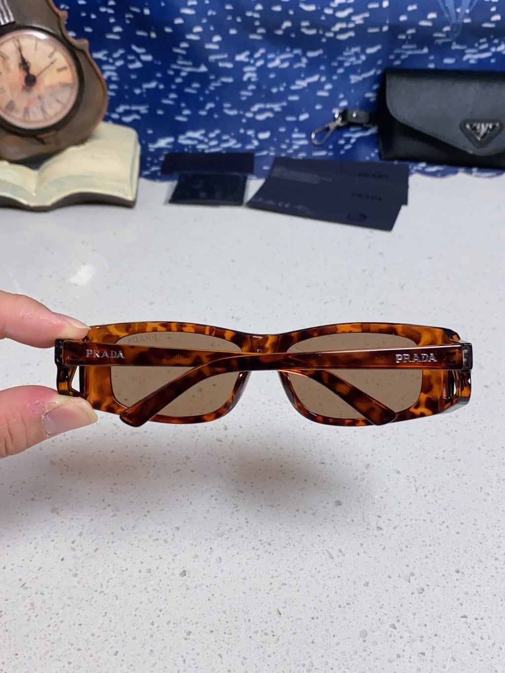 Prada SPRB03 Square Brown Lens Sunglasses for Men & Women - detail image 5