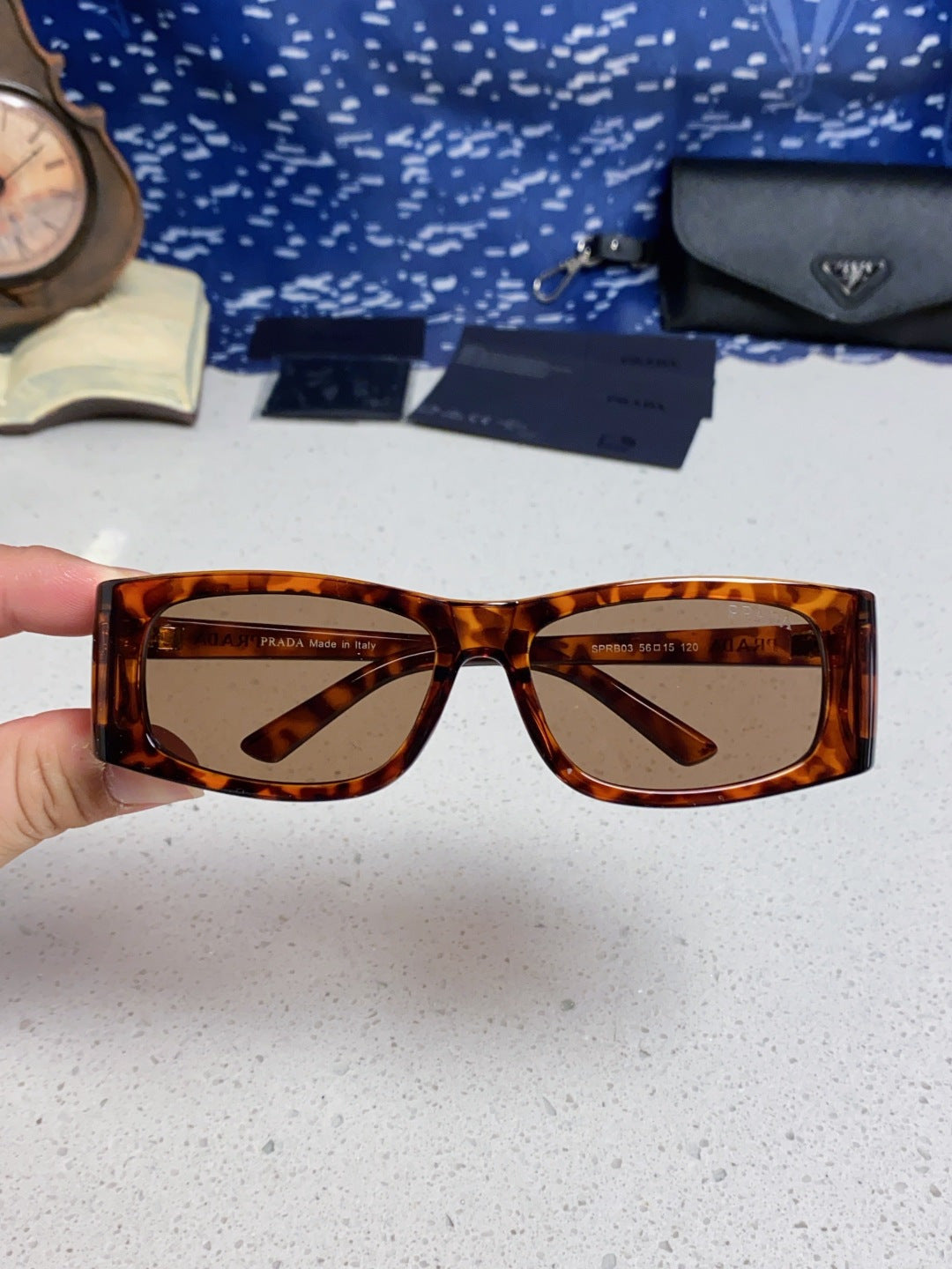Prada SPRB03 Square Brown Lens Sunglasses for Men & Women - detail image 4
