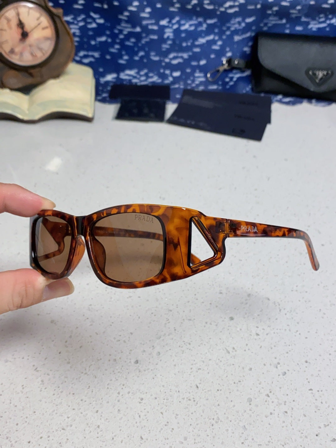 Prada SPRB03 Square Brown Lens Sunglasses for Men & Women - detail image 6