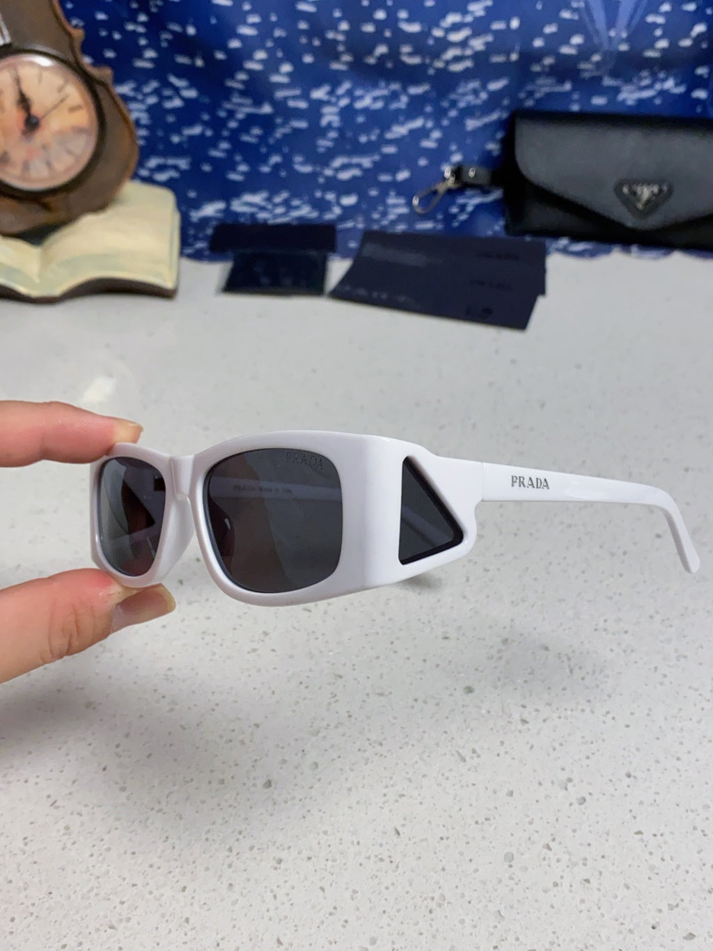 Prada SPRB03 Square Silver Lens Sunglasses for Men & Women - detail image 6