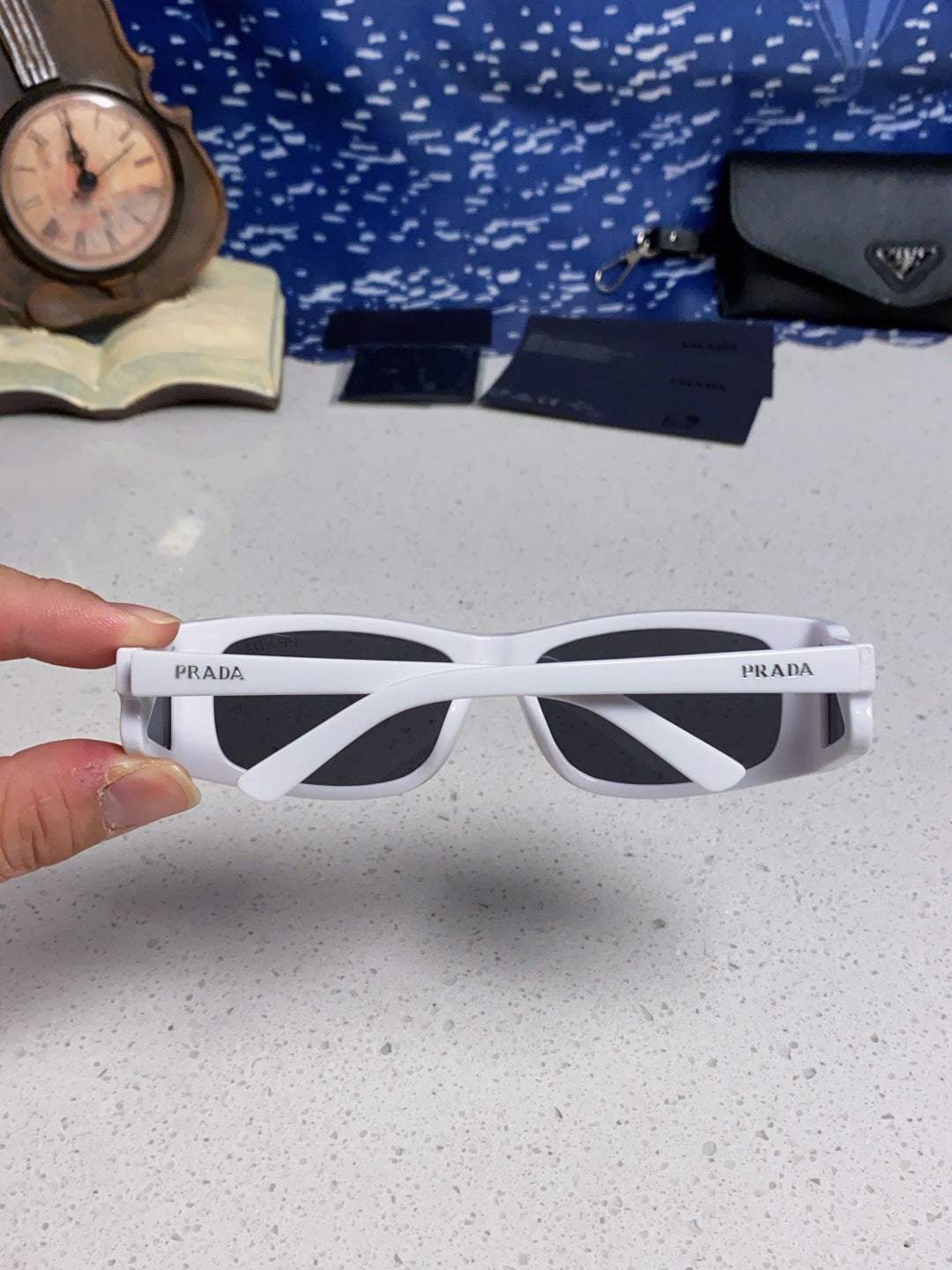 Prada SPRB03 Square Silver Lens Sunglasses for Men & Women - detail image 5