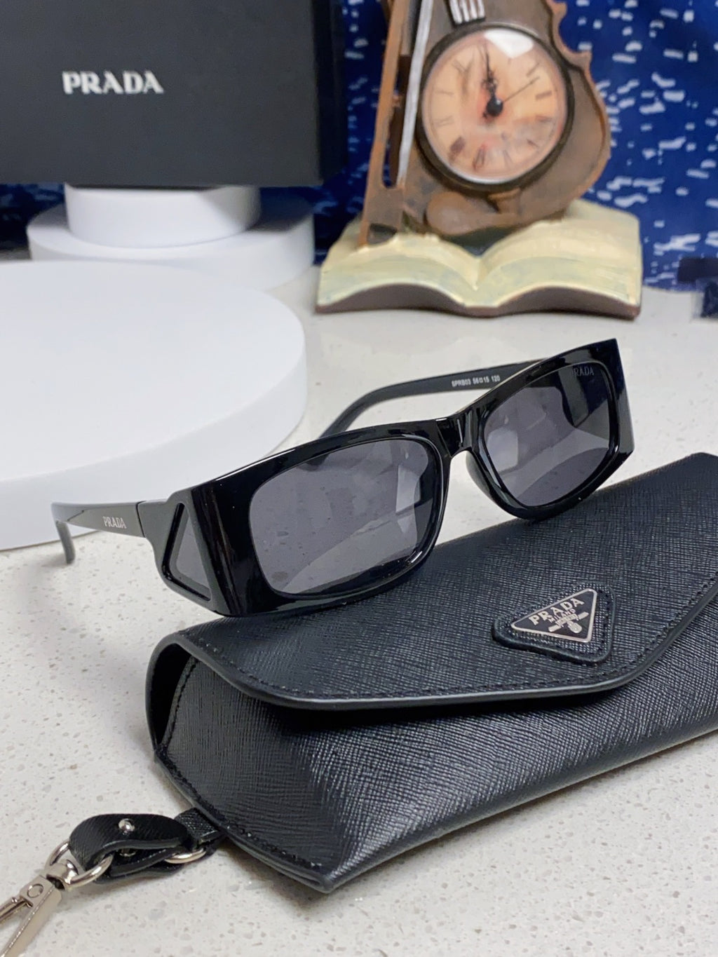 Prada SPRB03 Square Black Lens Sunglasses for Men & Women - detail image 11