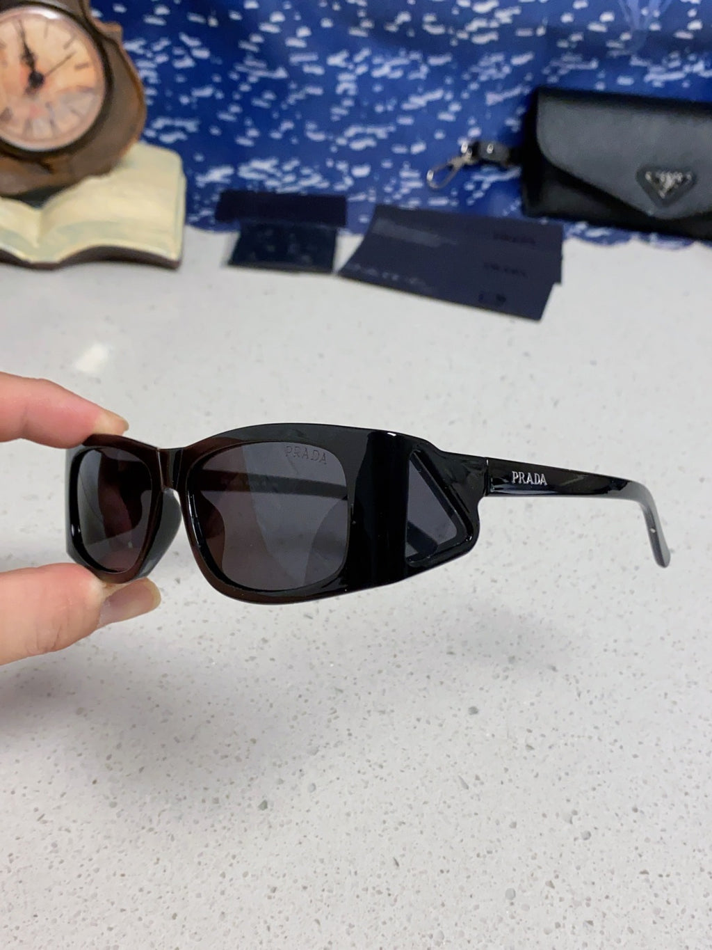 Prada SPRB03 Square Black Lens Sunglasses for Men & Women - detail image 7