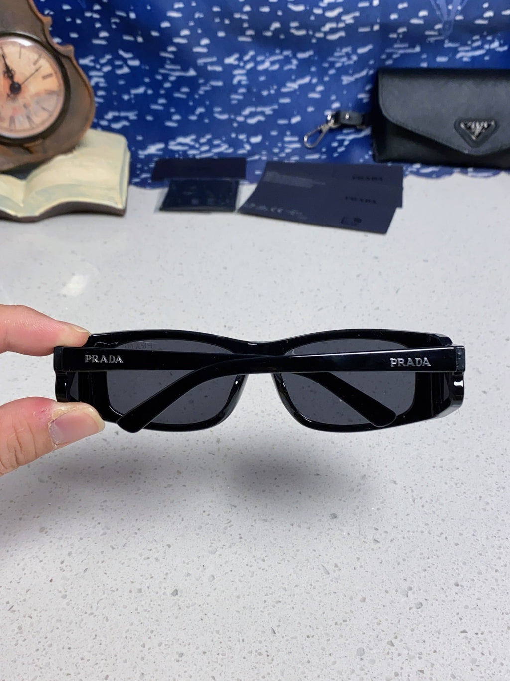 Prada SPRB03 Square Black Lens Sunglasses for Men & Women - detail image 6