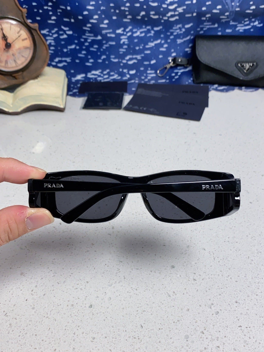 Prada SPRB03 Square Black Lens Sunglasses for Men & Women - detail image 6