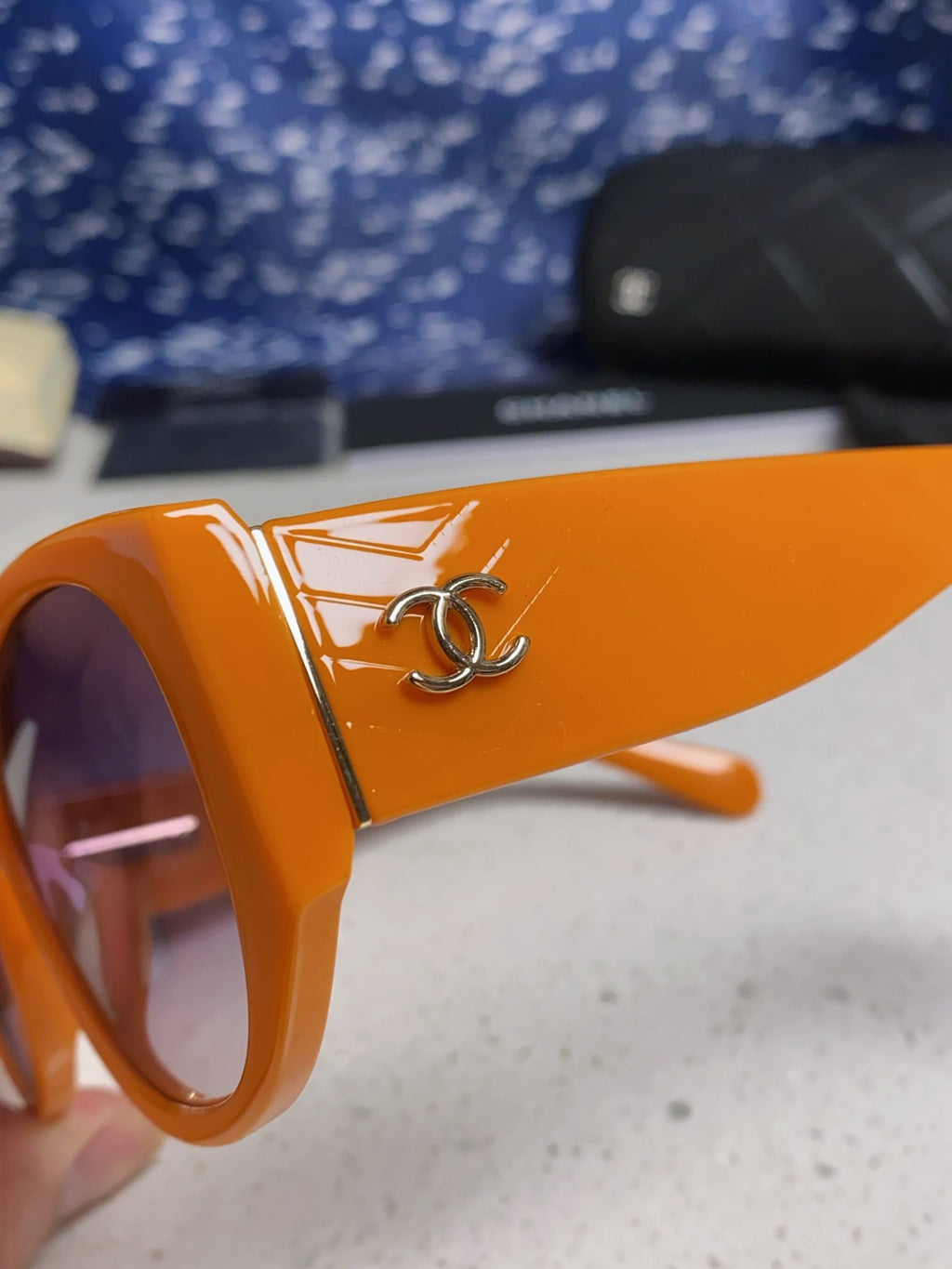 Chanel Polarized Cat-Eye Orange Lens Sunglasses for Women - detail image 7