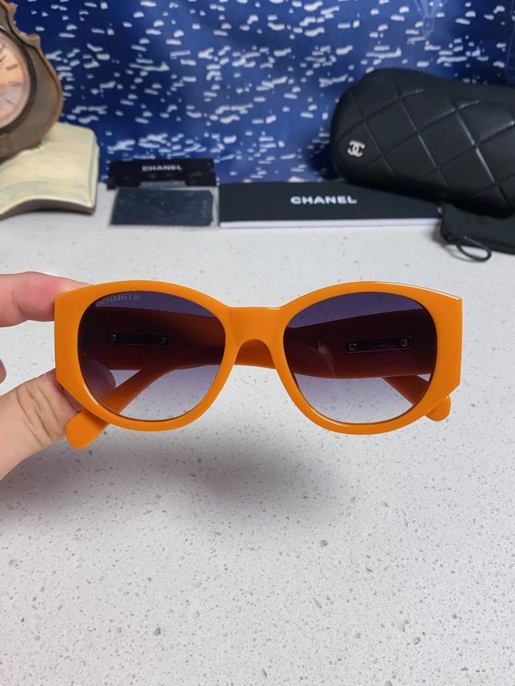 Chanel Polarized Cat-Eye Orange Lens Sunglasses for Women - detail image 4