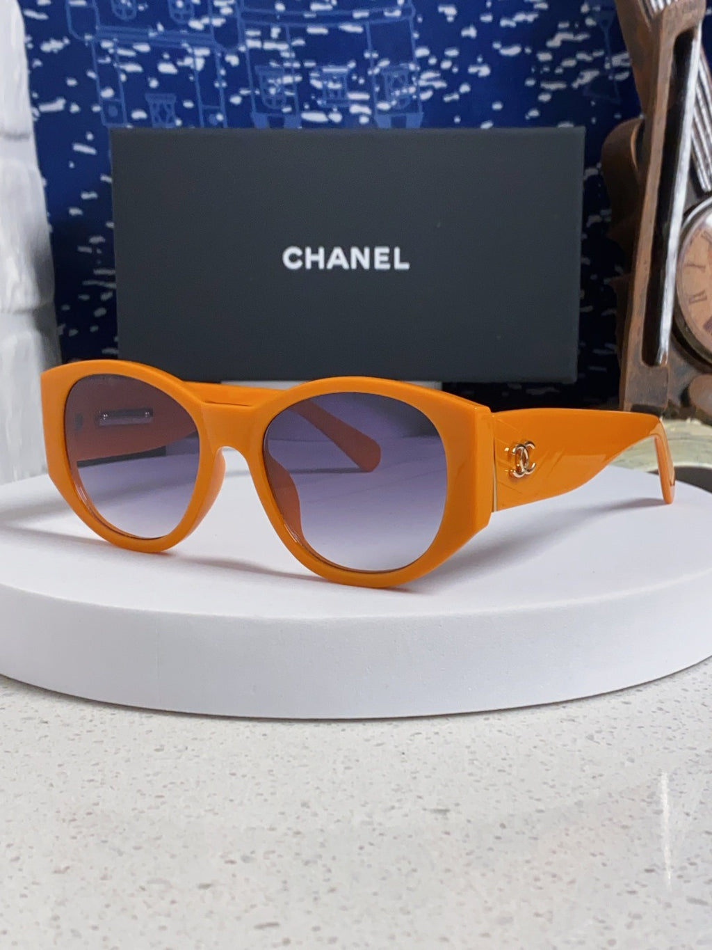 Chanel Polarized Cat-Eye Orange Lens Sunglasses for Women