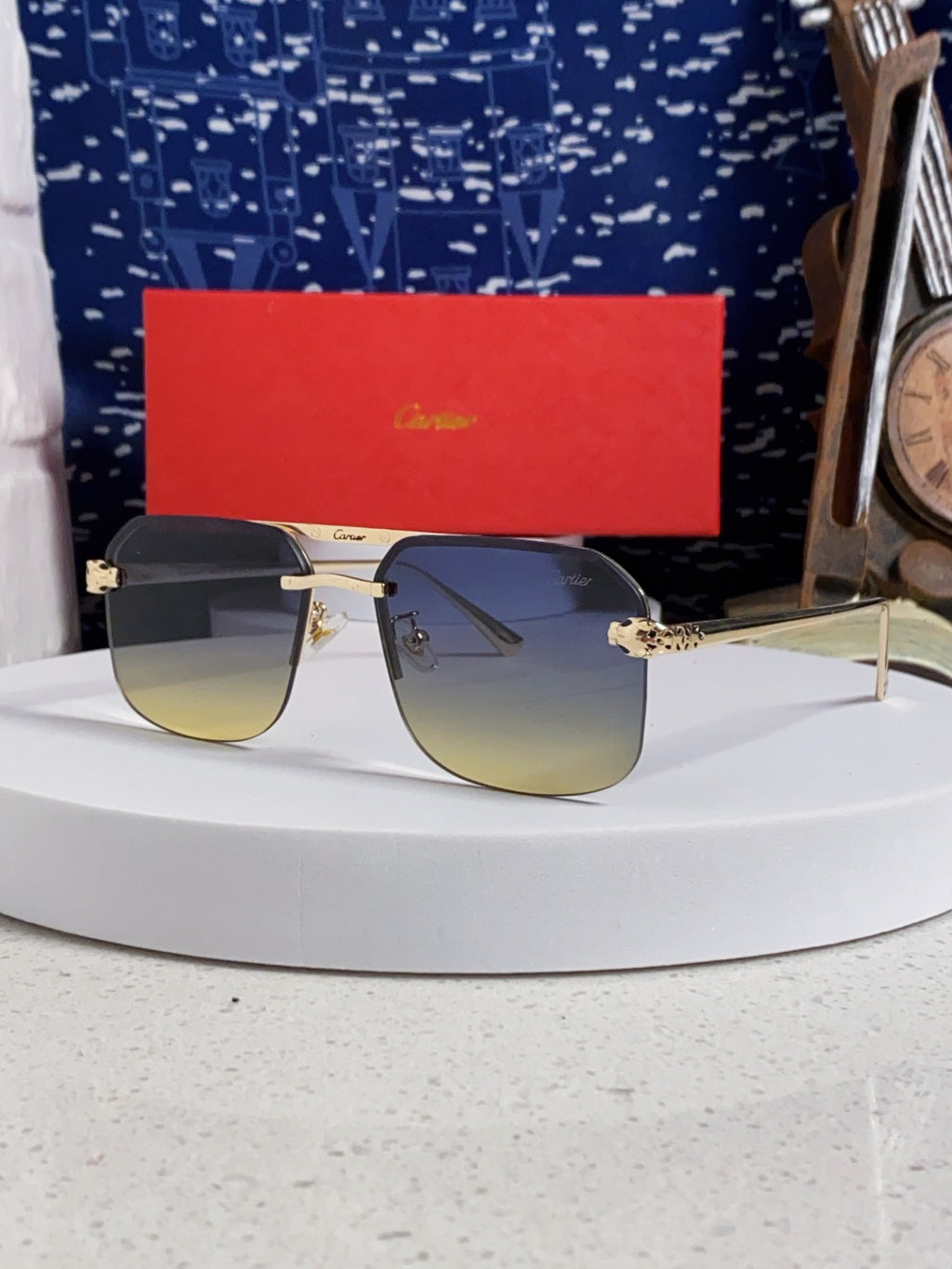 Cartier Metal Square Silver Lens Sunglasses for Men & Women - 158515