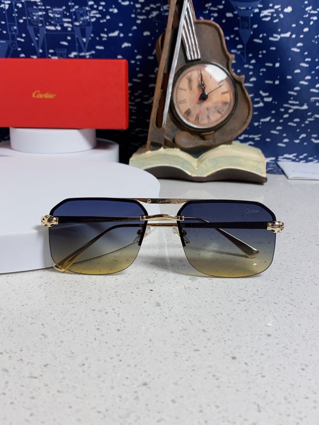 Cartier Metal Square Silver Lens Sunglasses for Men & Women - 399004 - detail image 9