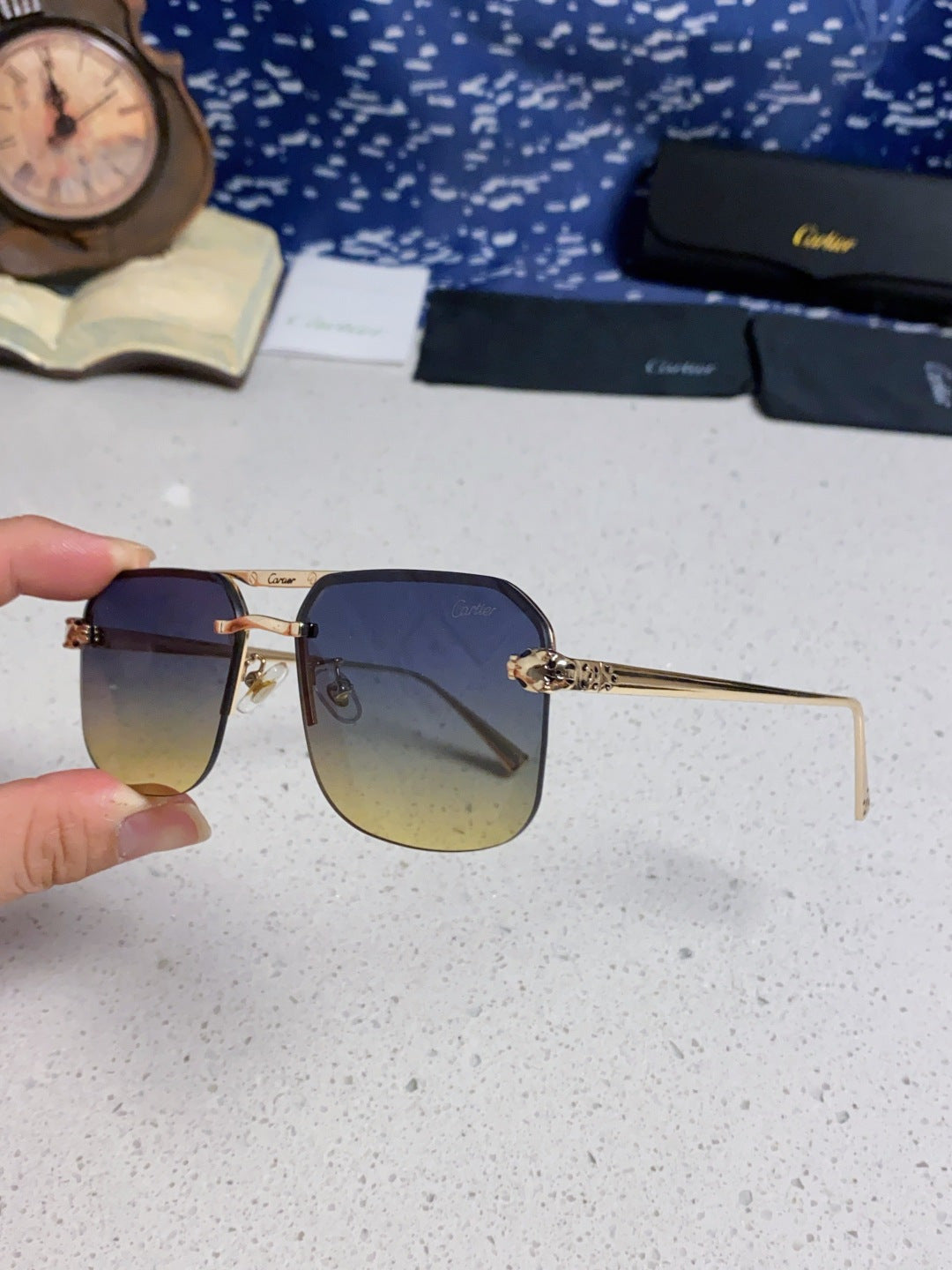 Cartier Metal Square Silver Lens Sunglasses for Men & Women - 399004 - detail image 6