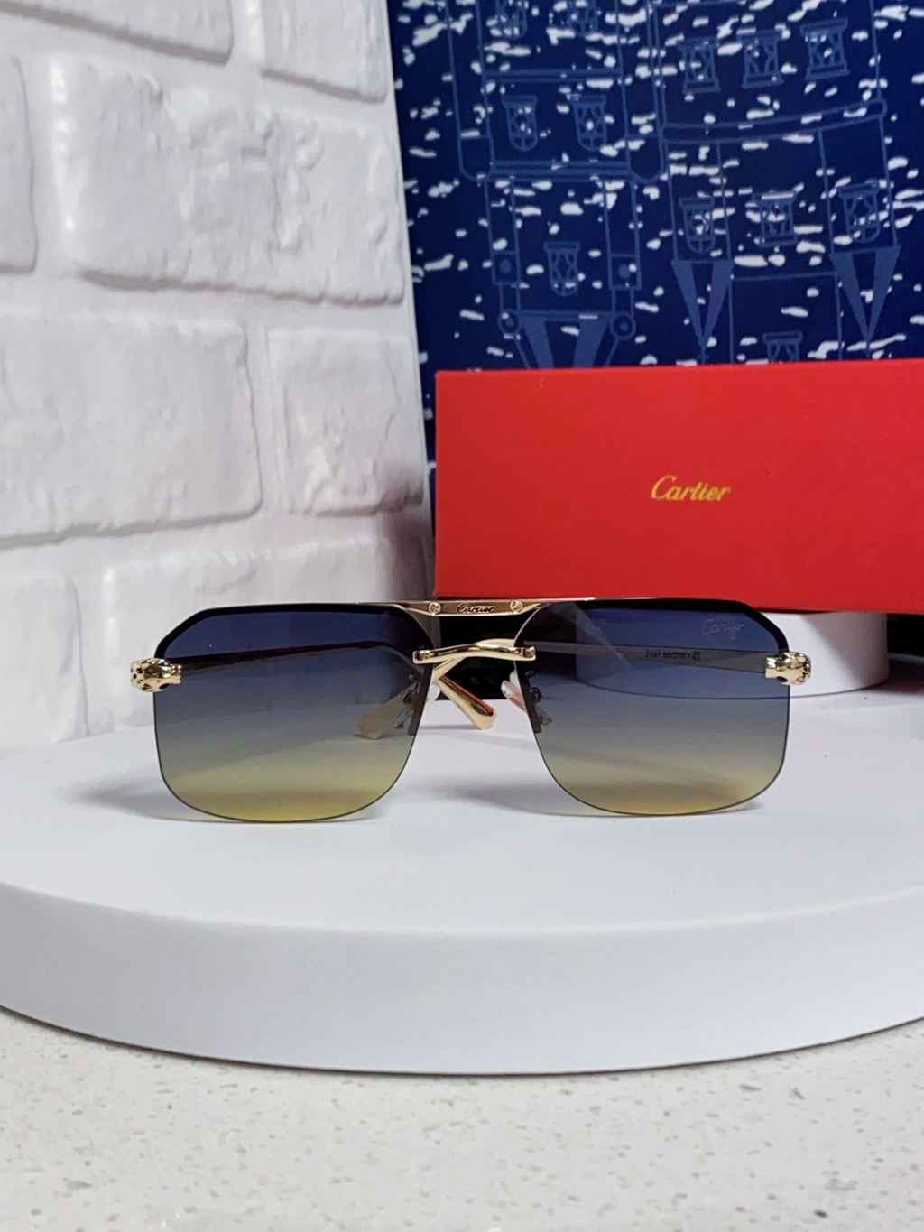 Cartier Metal Square Silver Lens Sunglasses for Men & Women - 158515 - detail image 2