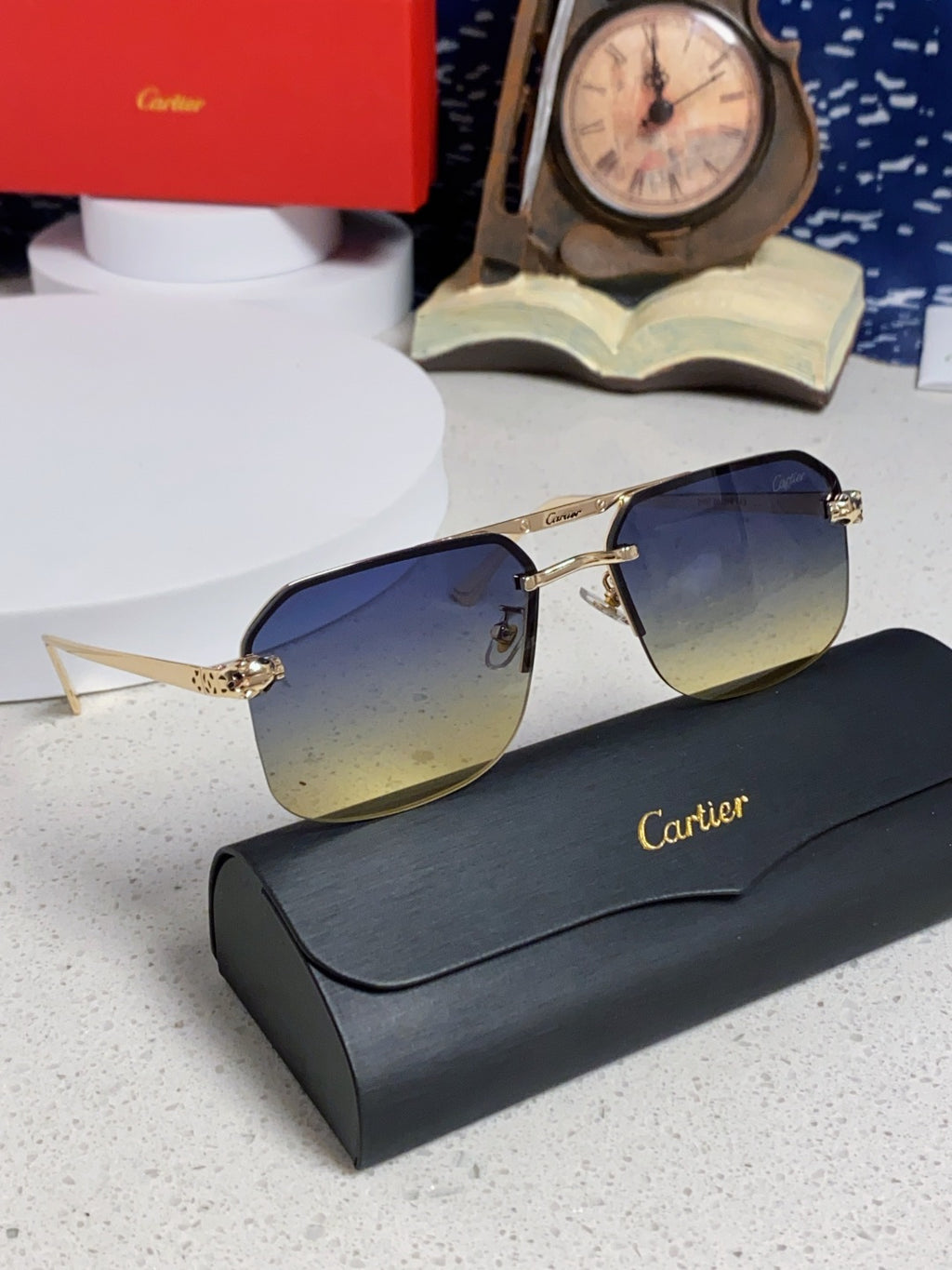Cartier Metal Square Silver Lens Sunglasses for Men & Women - 158515 - detail image 10