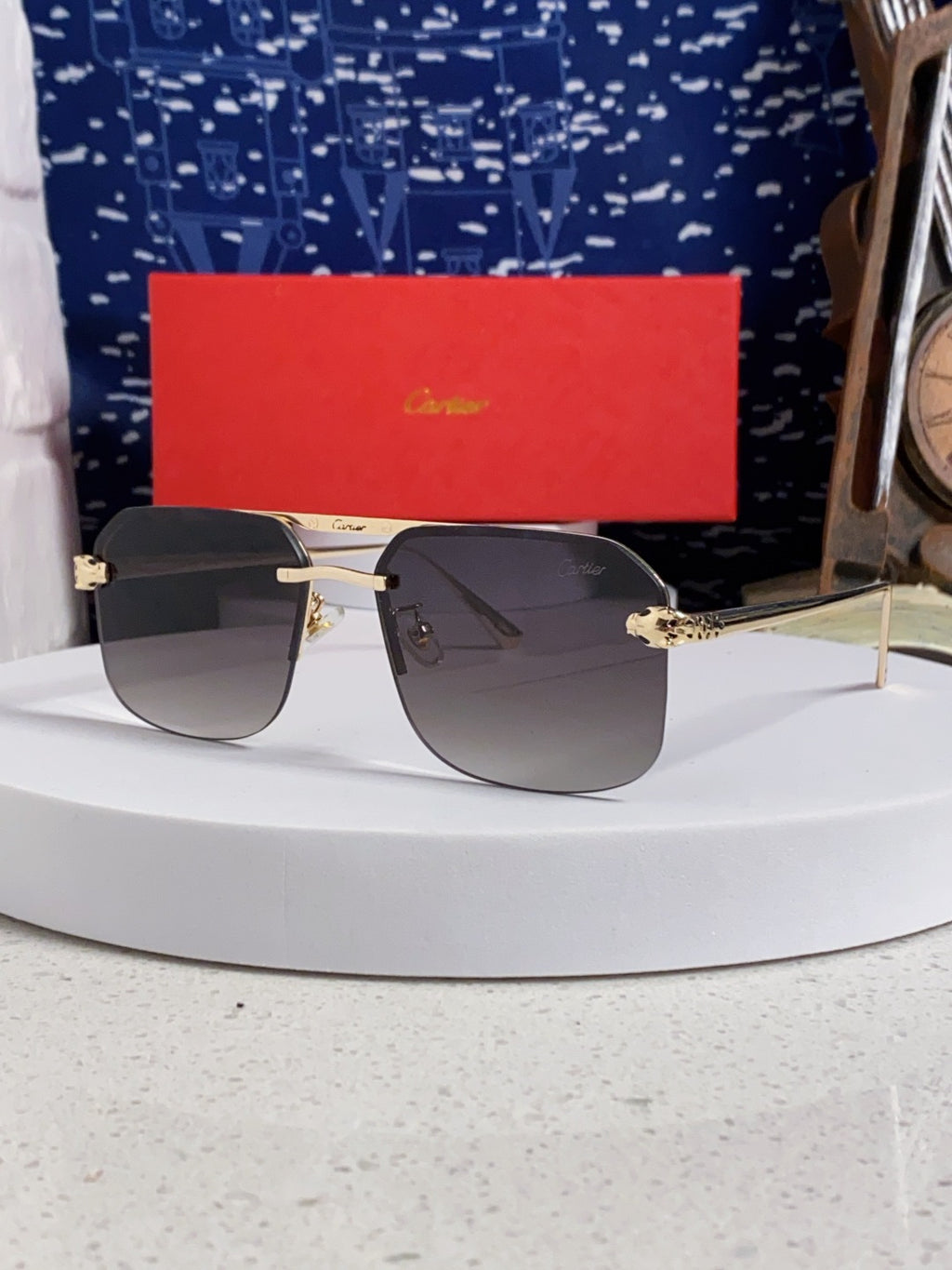Cartier Metal Square Silver Lens Sunglasses for Men & Women - 399005