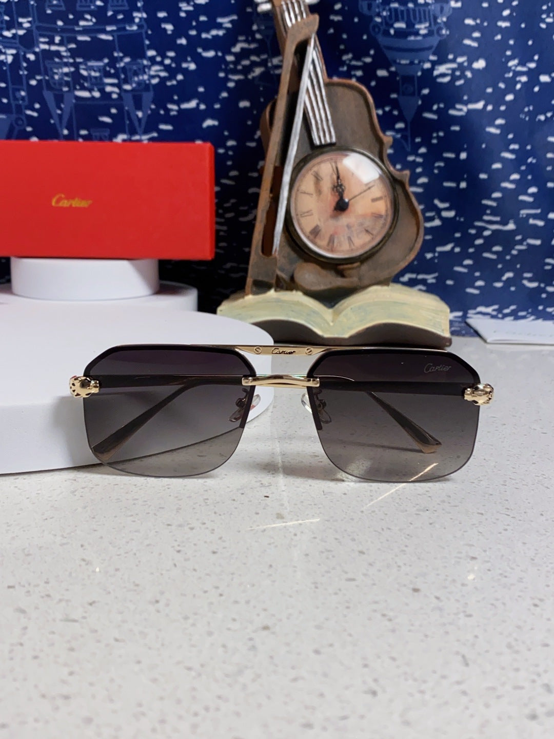 Cartier Metal Square Silver Lens Sunglasses for Men & Women - 158516 - detail image 9