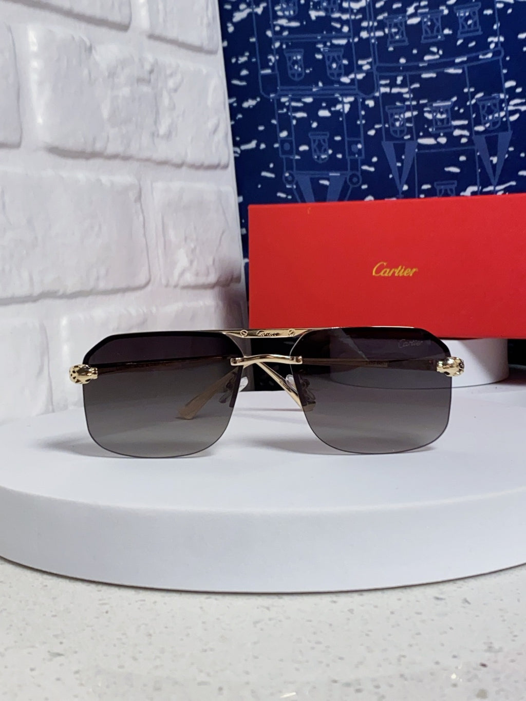 Cartier Metal Square Silver Lens Sunglasses for Men & Women - 158516 - detail image 2
