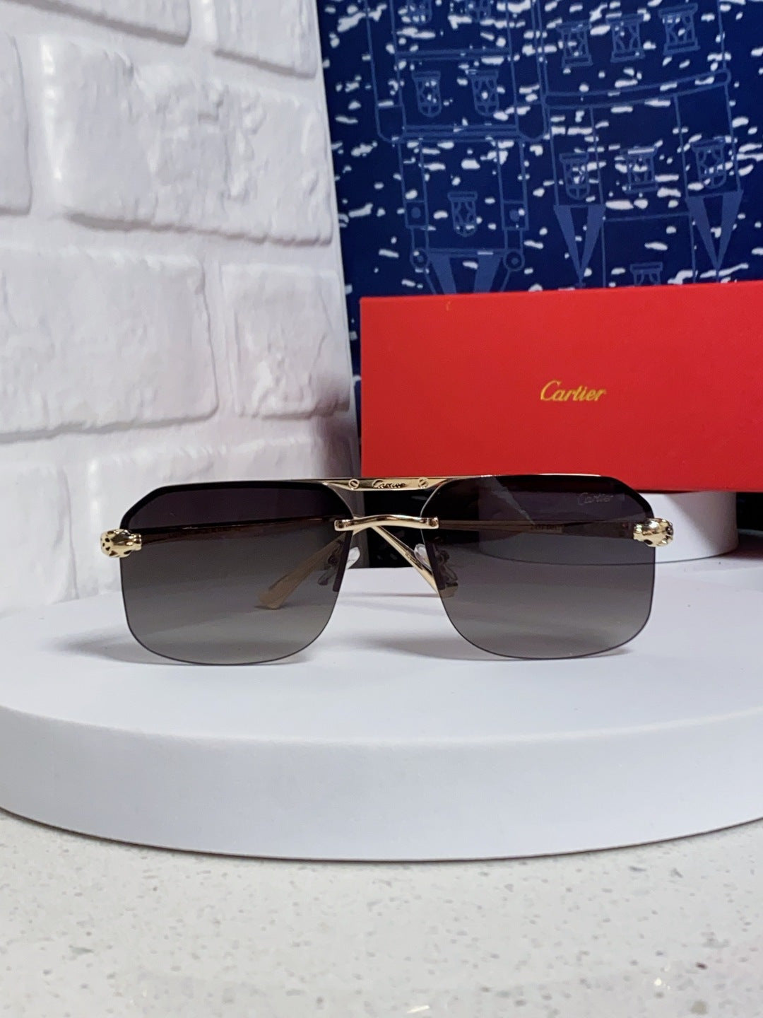 Cartier Metal Square Silver Lens Sunglasses for Men & Women - 158516 - detail image 2