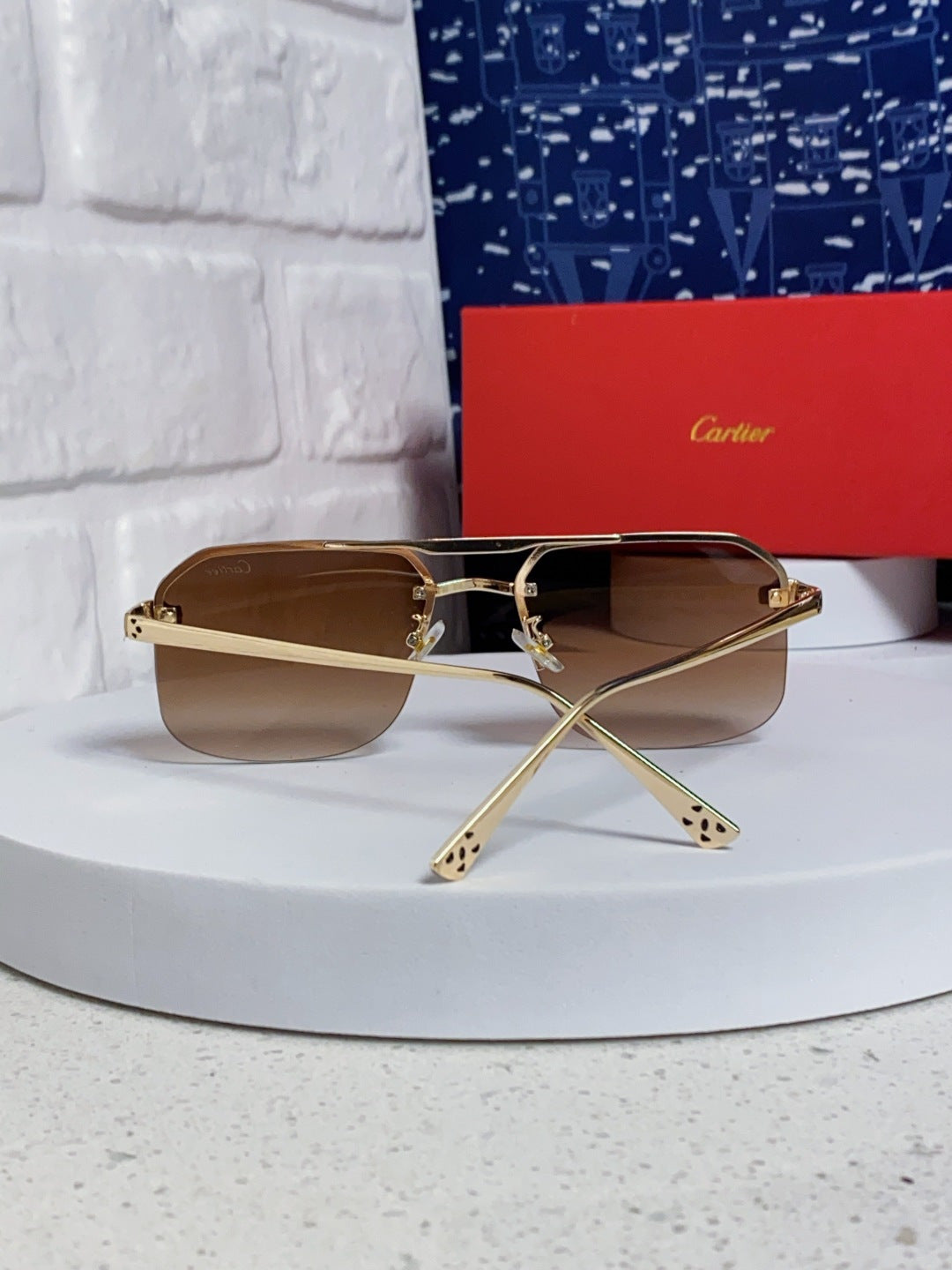 Cartier Metal Square Brown Lens Sunglasses for Men & Women - 399007 - detail image 3