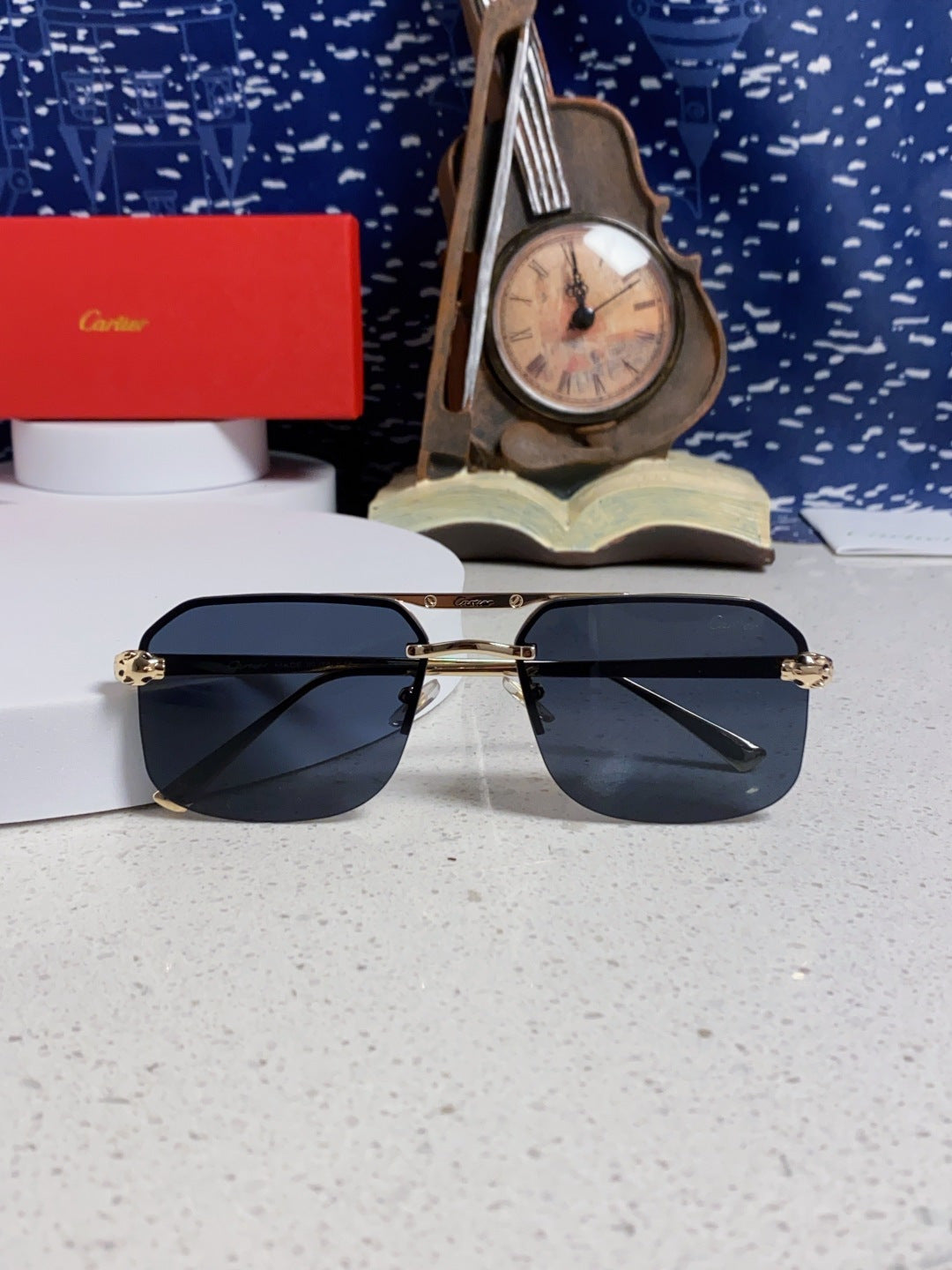 Cartier Metal Square Black Lens Sunglasses for Men & Women - 399008 - detail image 10