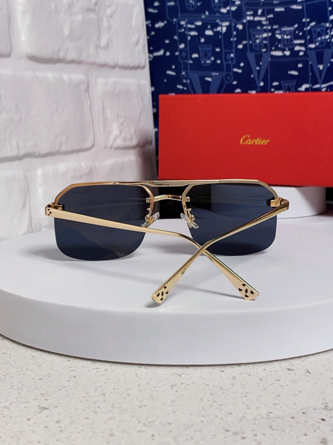 Cartier Metal Square Black Lens Sunglasses for Men & Women - 399008 - detail image 3