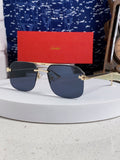 Cartier Metal Square Black Lens Sunglasses for Men & Women - 399008