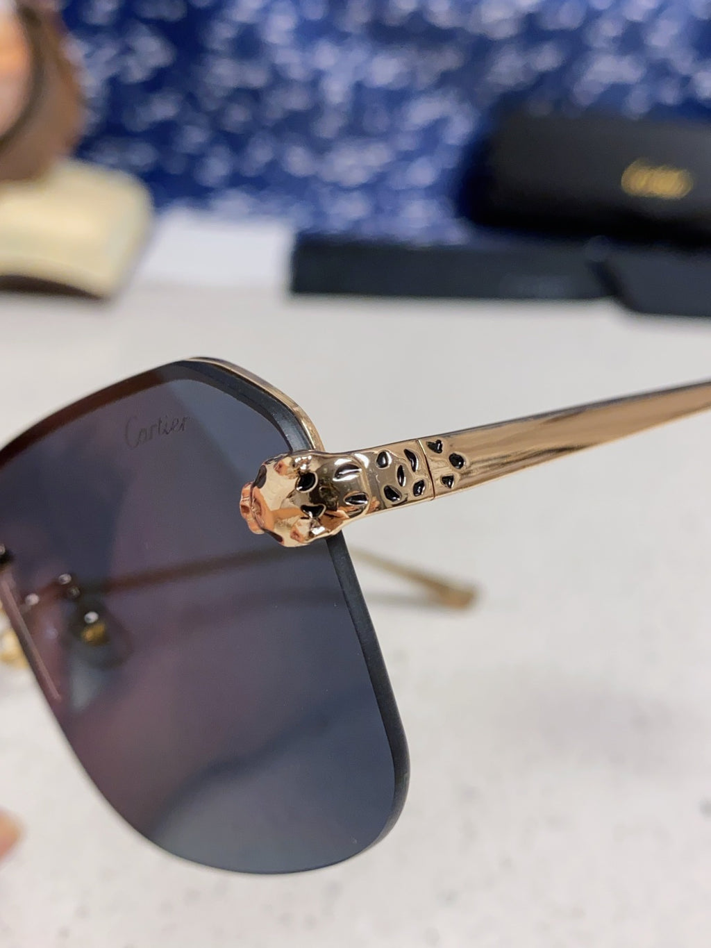 Cartier Metal Square Black Lens Sunglasses for Men & Women - 399008 - detail image 7