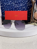 Cartier Metal Square Silver Lens Sunglasses for Men & Women - 399009
