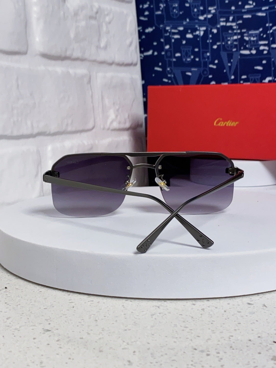 Cartier Metal Square Silver Lens Sunglasses for Men & Women - 399009 - detail image 3