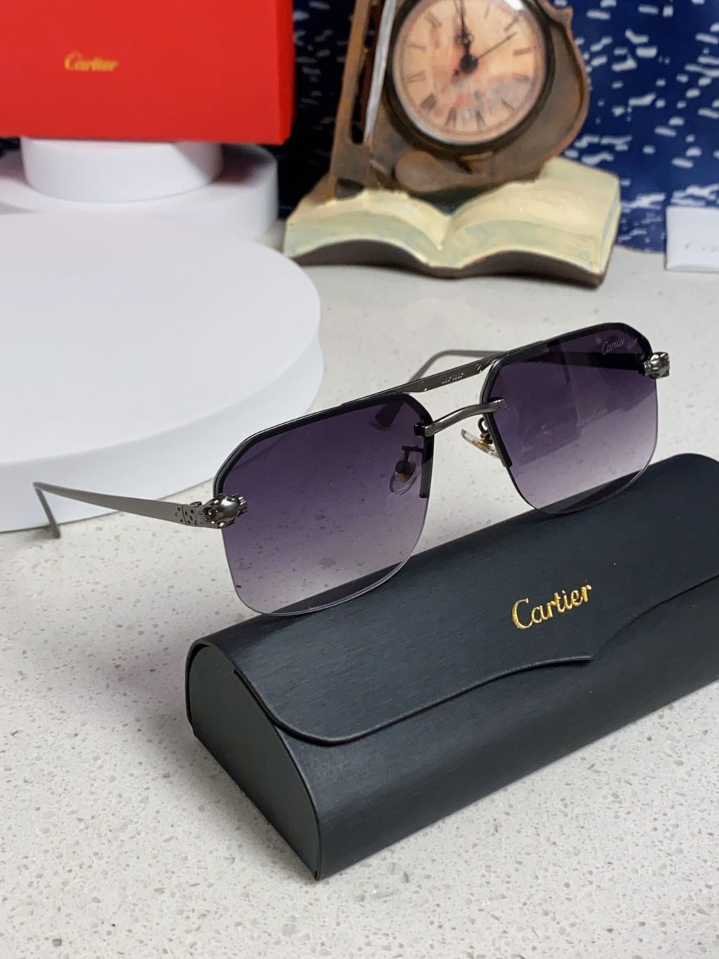 Cartier Metal Square Silver Lens Sunglasses for Men & Women - 399009 - detail image 10