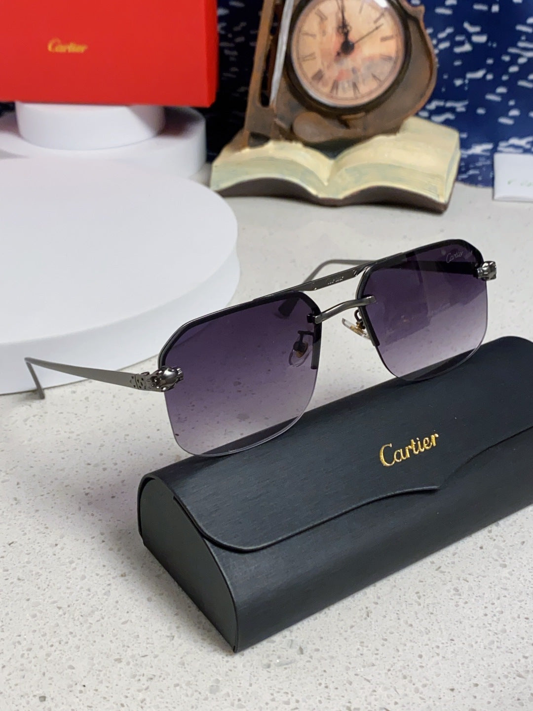 Cartier Metal Square Silver Lens Sunglasses for Men & Women - 399009 - detail image 10