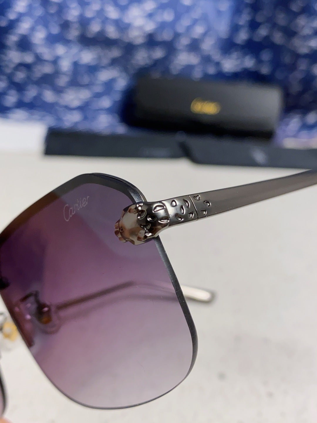 Cartier Metal Square Silver Lens Sunglasses for Men & Women - 399009 - detail image 7