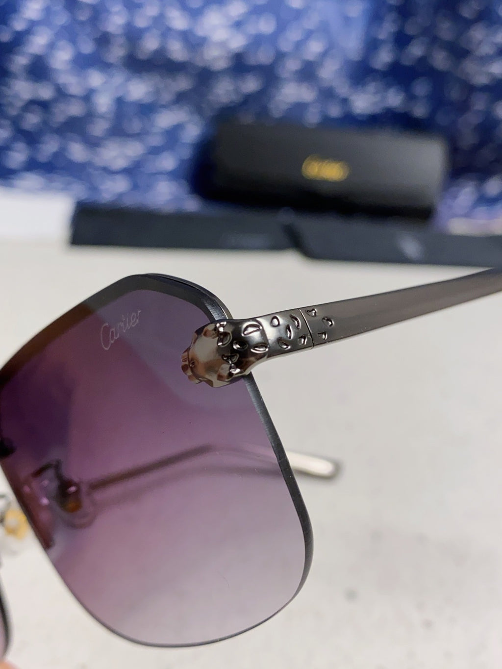 Cartier Metal Square Silver Lens Sunglasses for Men & Women - 158520 - detail image 7