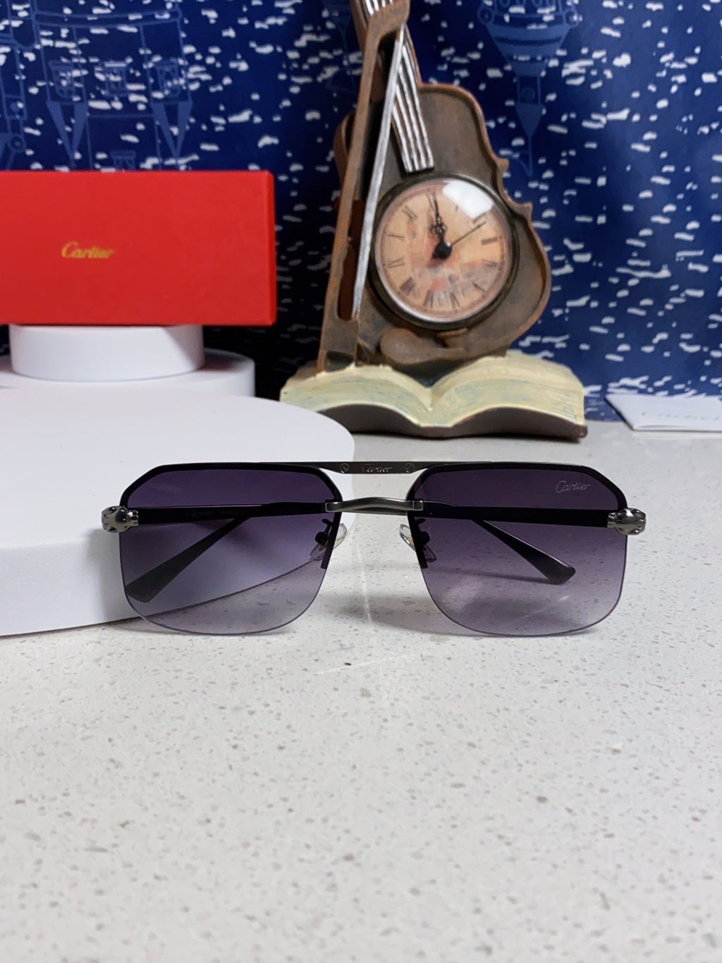 Cartier Metal Square Silver Lens Sunglasses for Men & Women - 399009 - detail image 9