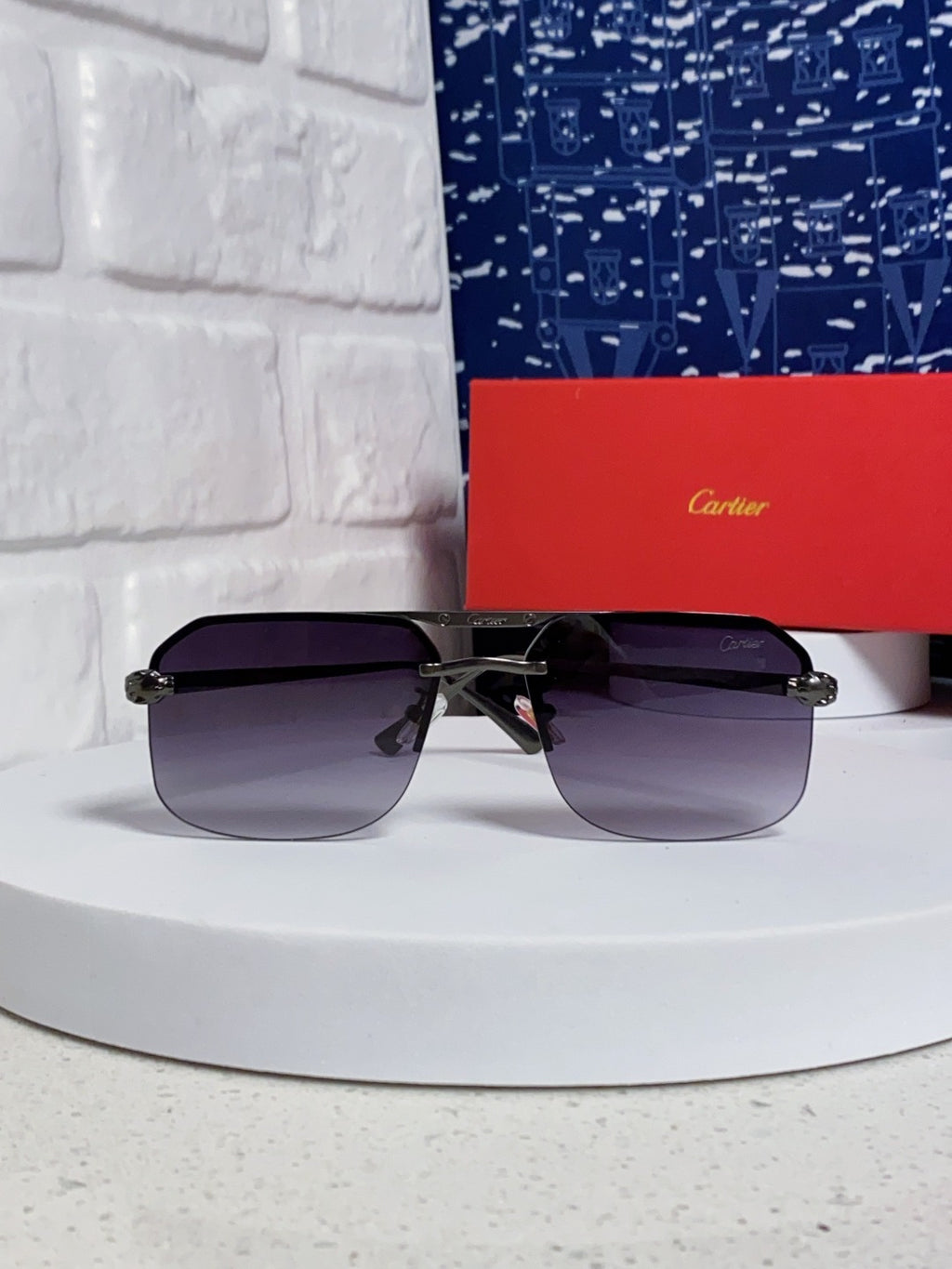 Cartier Metal Square Silver Lens Sunglasses for Men & Women - 158520 - detail image 2