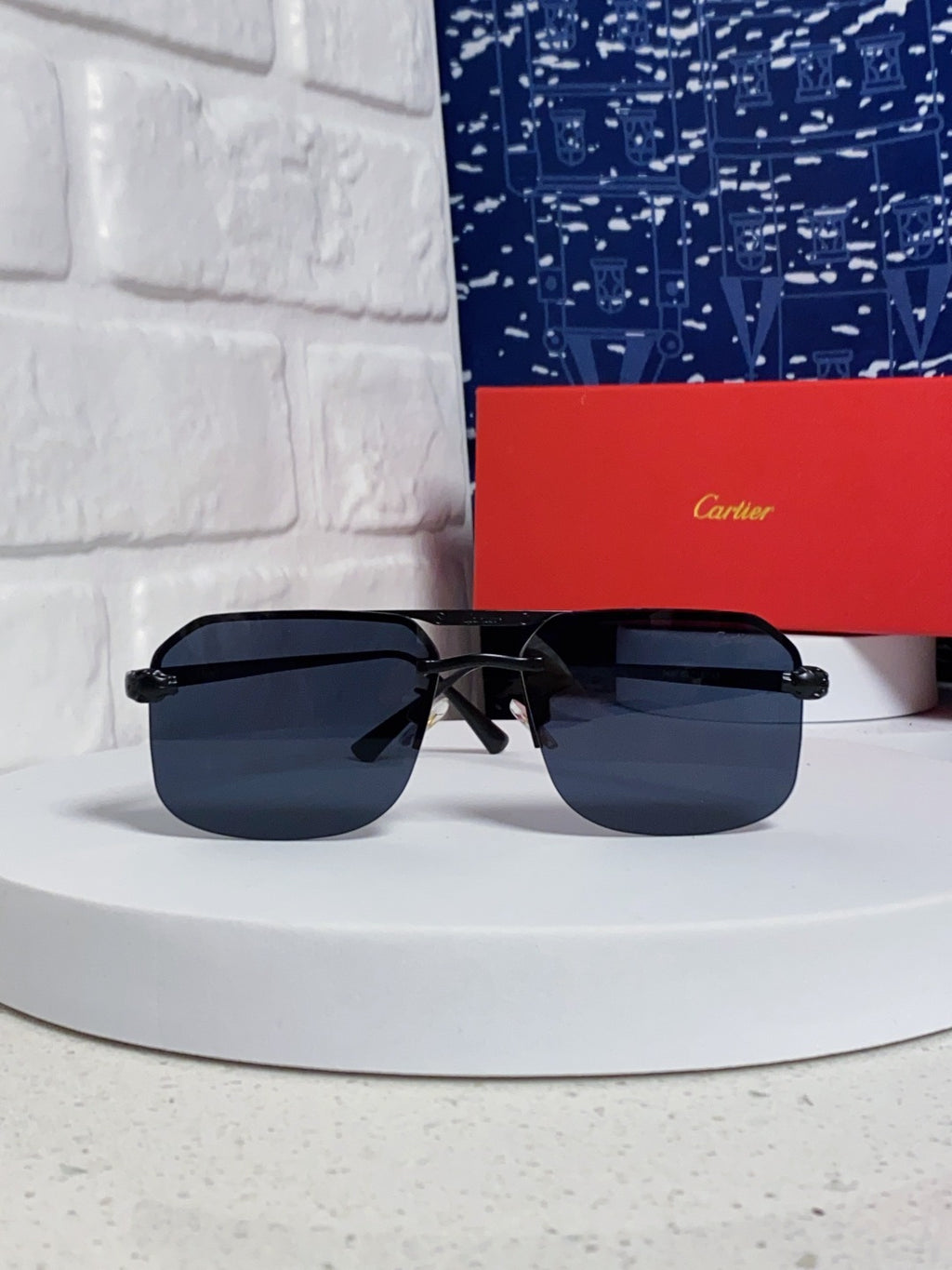Cartier Metal Square Black Lens Sunglasses for Men & Women - 399010 - detail image 2