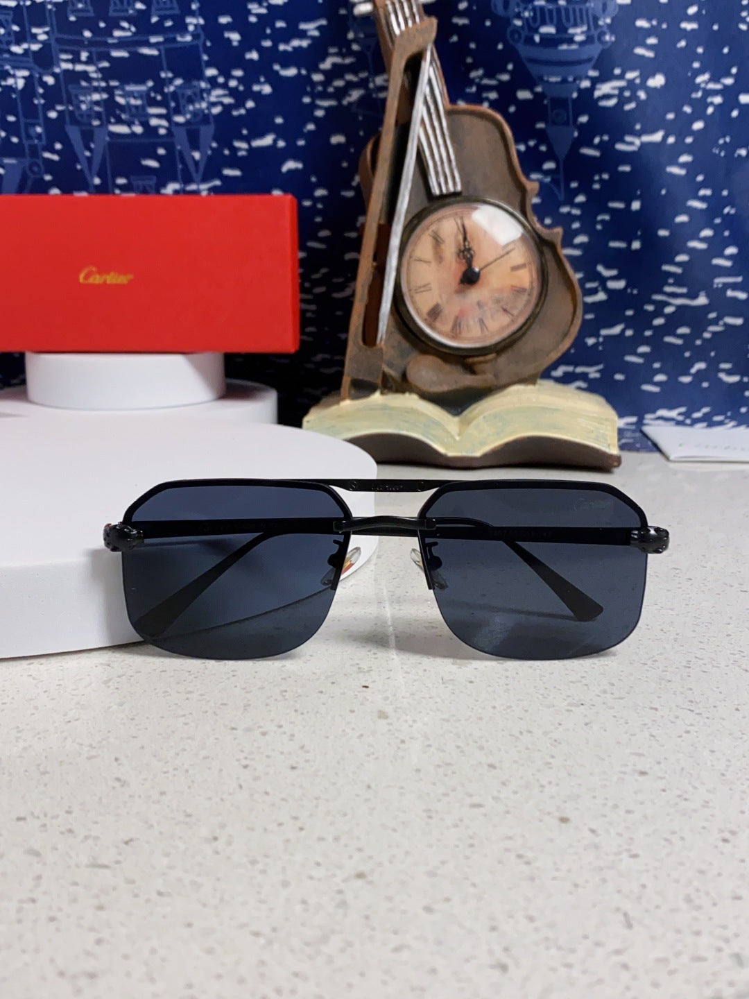 Cartier Metal Square Black Lens Sunglasses for Men & Women - 399010 - detail image 10