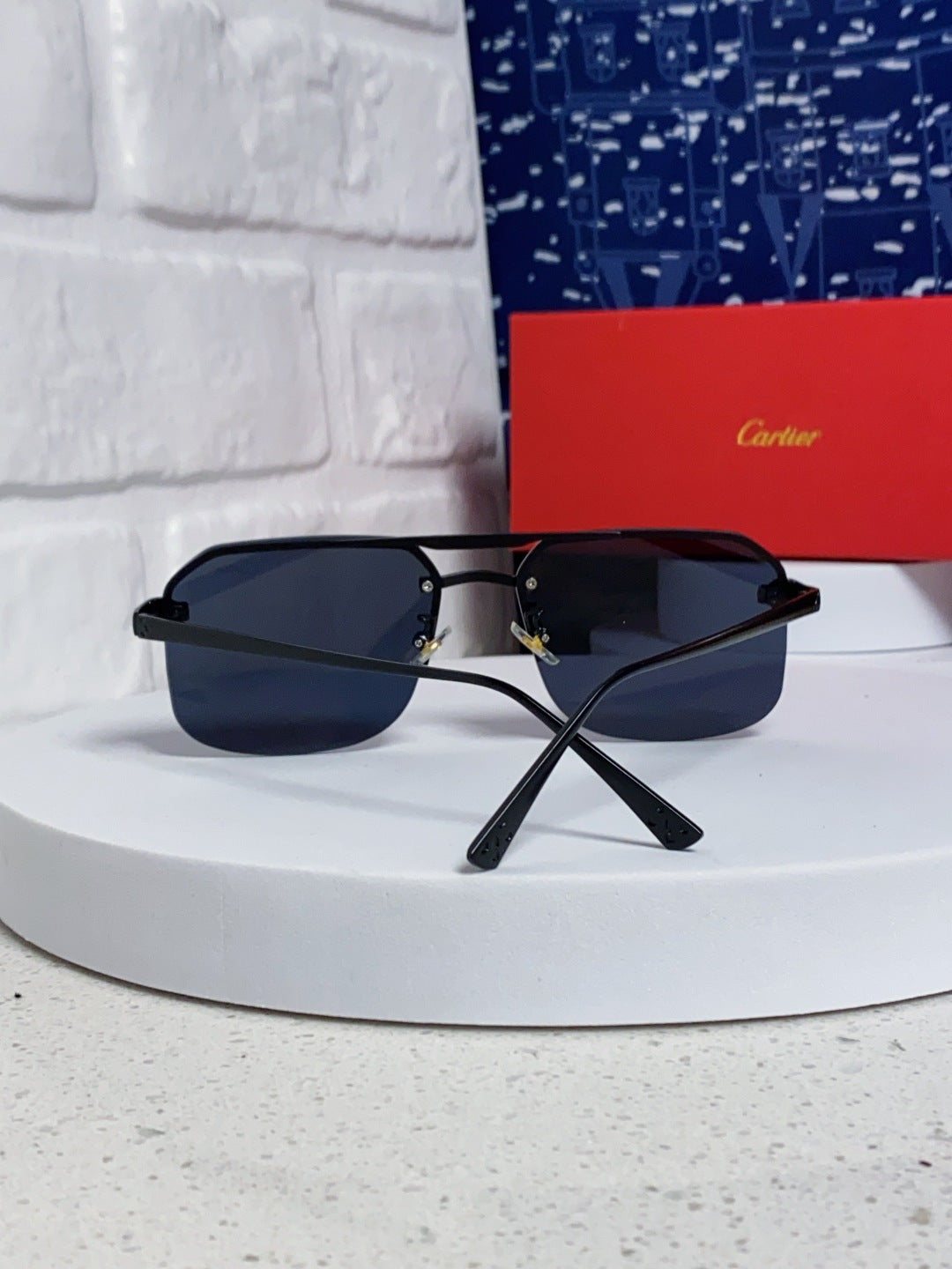 Cartier Metal Square Black Lens Sunglasses for Men & Women - 158521 - detail image 3