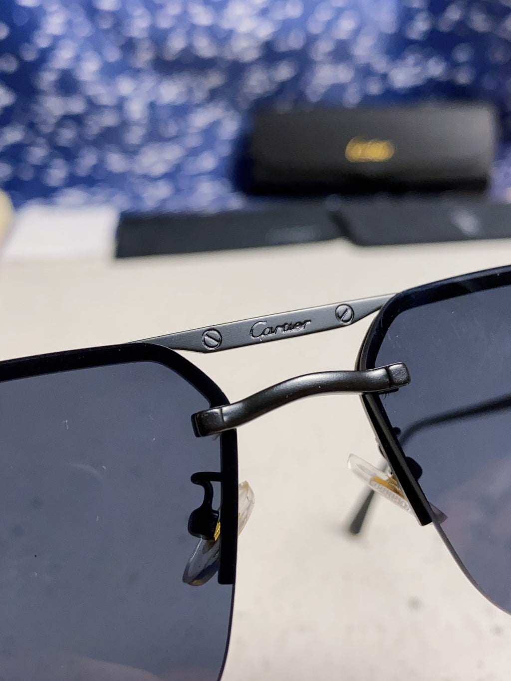 Cartier Metal Square Black Lens Sunglasses for Men & Women - 399010 - detail image 8