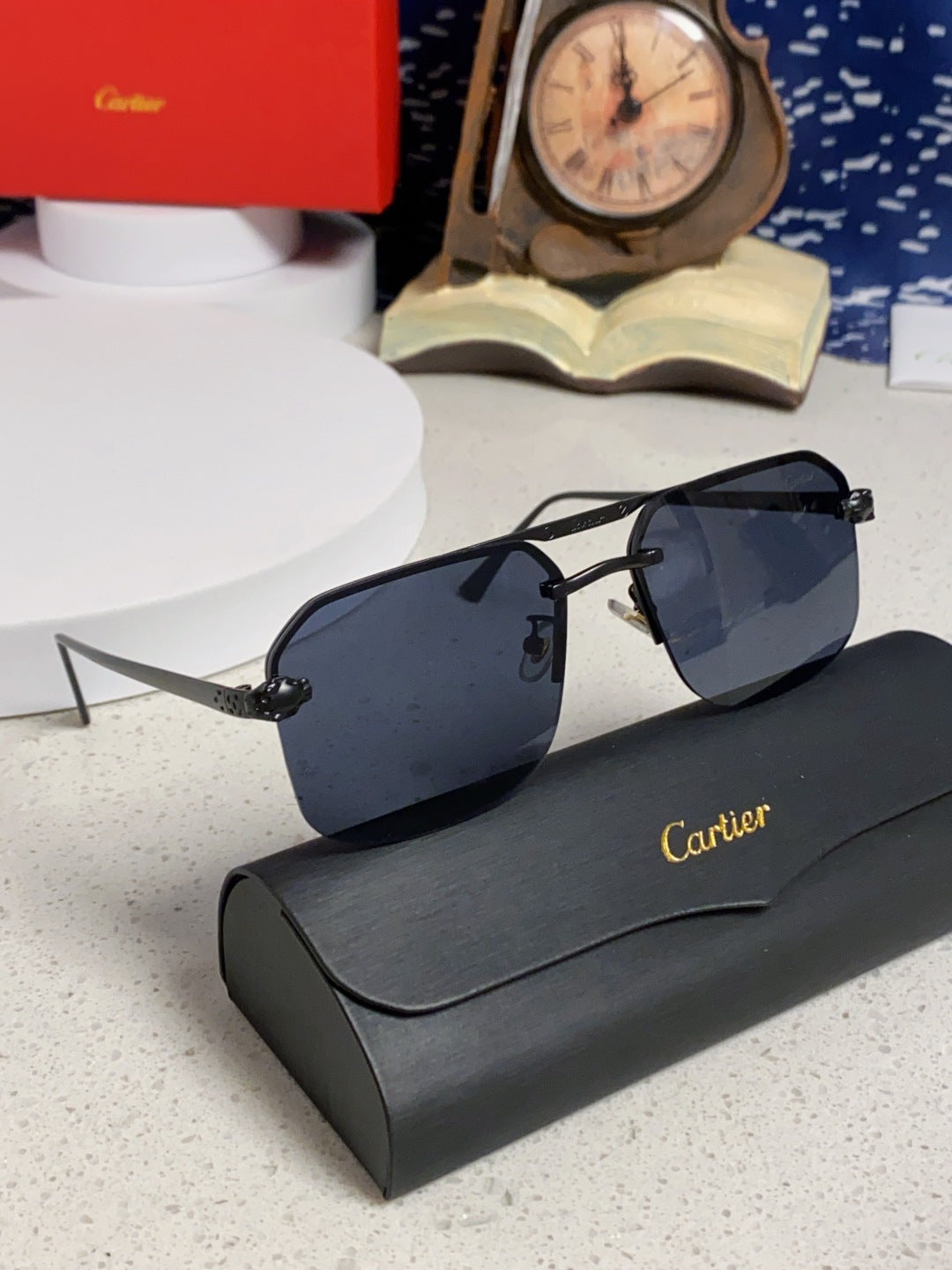 Cartier Metal Square Black Lens Sunglasses for Men & Women - 158521 - detail image 11