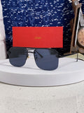 Cartier Metal Square Black Lens Sunglasses for Men & Women - 399010